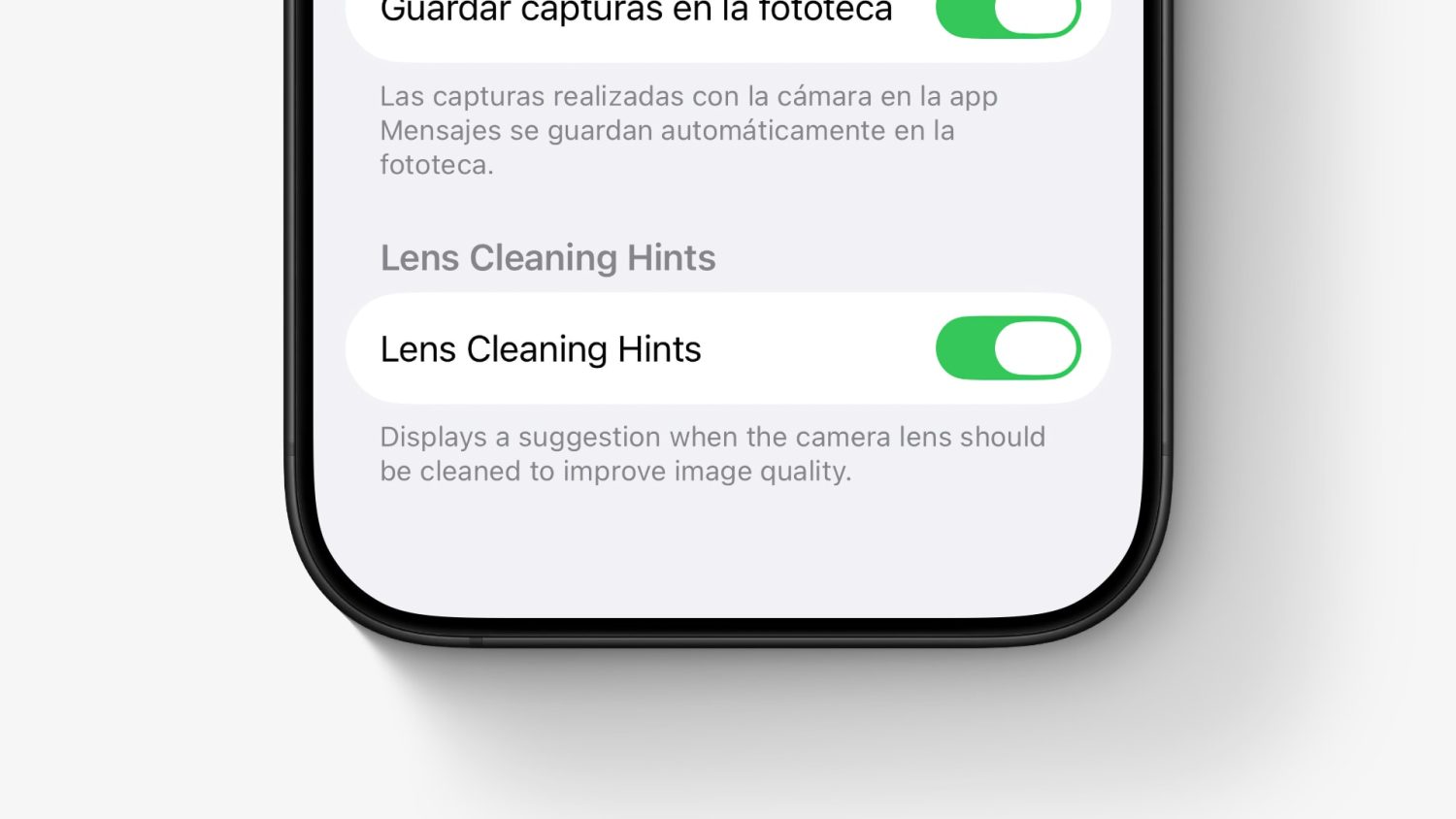 IOS 26 Remarquez la saleté